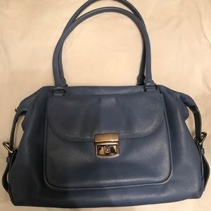 Levenger  Blue Buttery Soft Leather Handbag